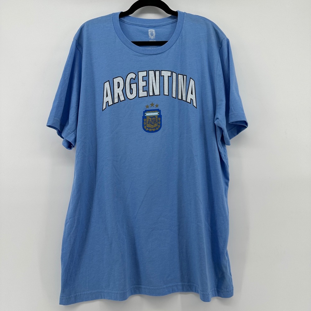 1863FC Argentina Messi 10 Graphic T-Shirt Mens XL Blue Soccer Tee Made in USA